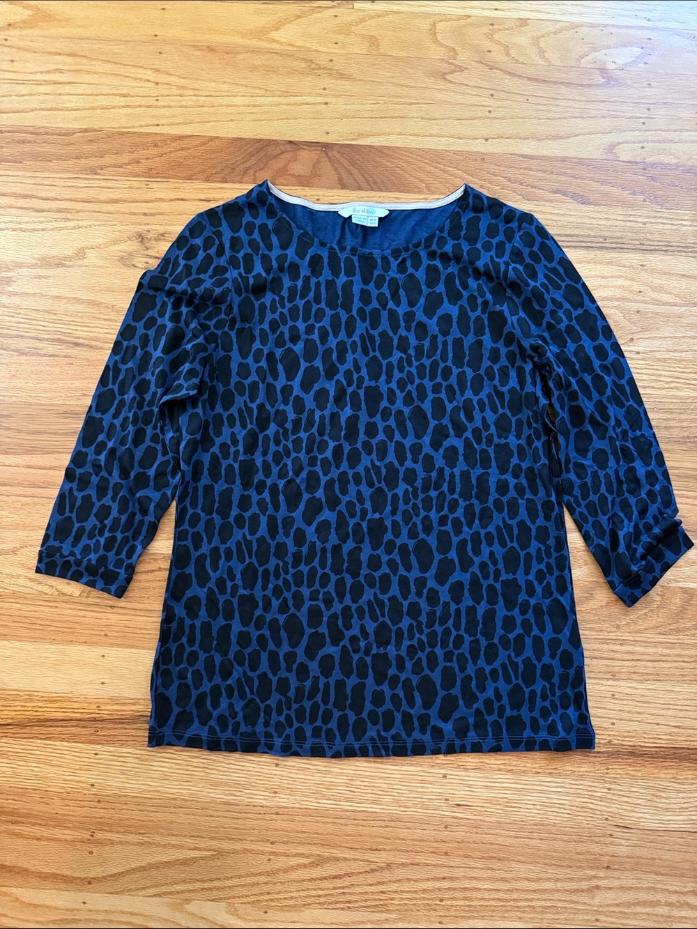 Boden Navy and Black Leopard Print Top